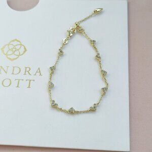 Kendra Scott Haven Heart Collection. Gold White Crystal Chain Bracelet